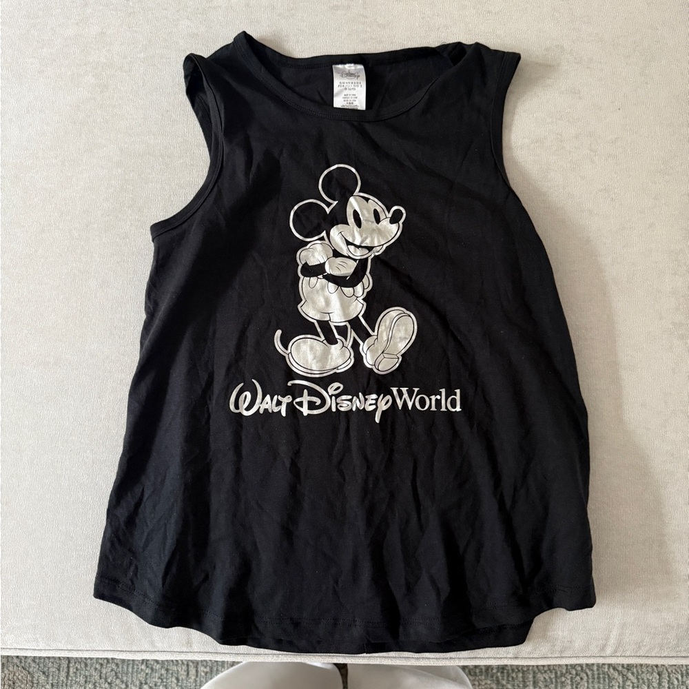 Walt Disney World Black and Silver Muscle Tee Size Medium
